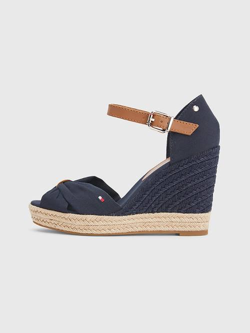 Tommy Hilfiger Open Toe High Wedge Espadrille Ženske Sandali Modra | TH469EKG