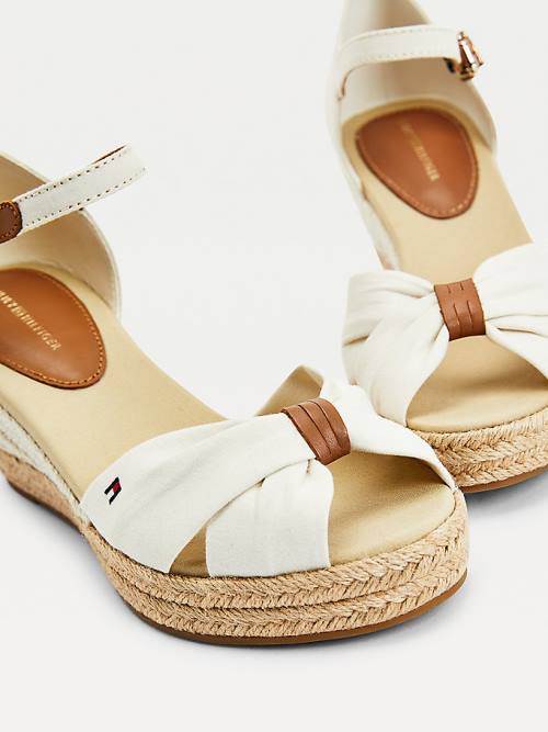 Tommy Hilfiger Open Toe Mid Wedge Espadrille Ženske Sandali Bela | TH074ZLF