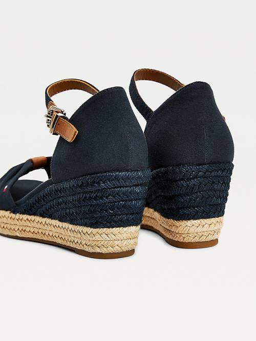 Tommy Hilfiger Open Toe Mid Wedge Espadrille Ženske Sandali Modra | TH589CDX