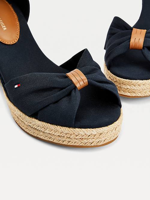 Tommy Hilfiger Open Toe Mid Wedge Espadrille Ženske Sandali Modra | TH589CDX