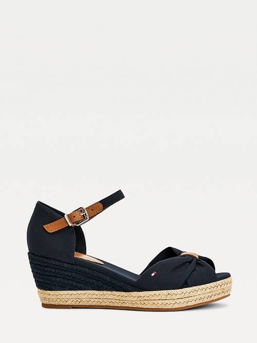 Tommy Hilfiger Open Toe Mid Wedge Espadrille Ženske Sandali Modra | TH589CDX