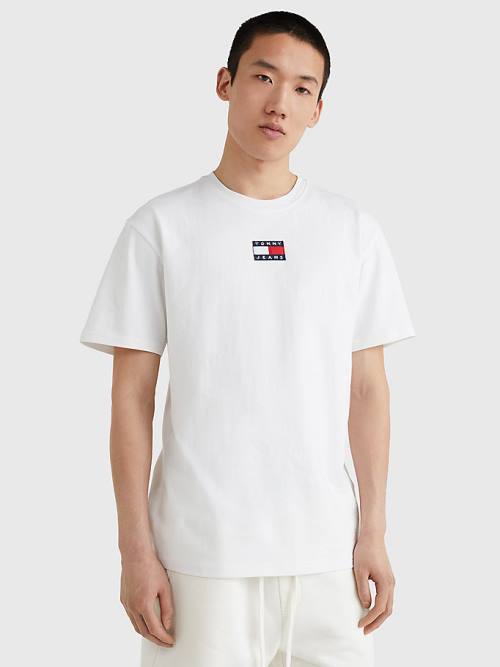 Tommy Hilfiger Organic Cotton Badge Moški Majice Bela | TH576RFO