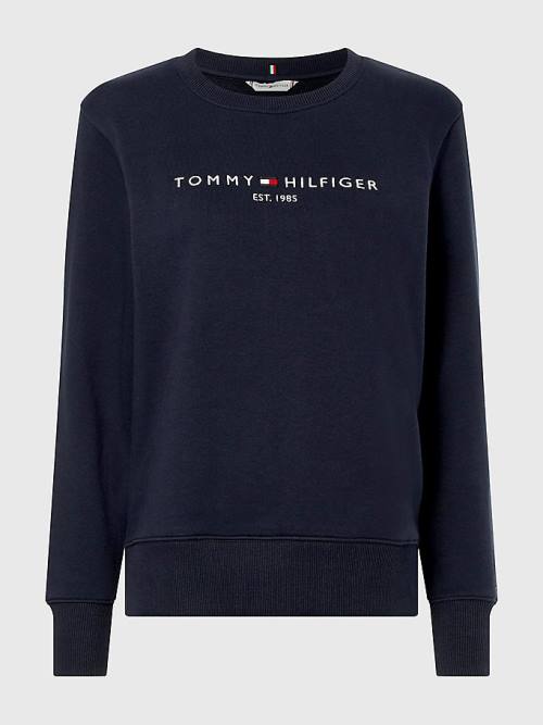 Tommy Hilfiger Organic Cotton Crew Neck Ženske Pulover Modra | TH385VPX