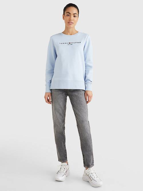 Tommy Hilfiger Organic Cotton Crew Neck Ženske Pulover Modra | TH465MYT