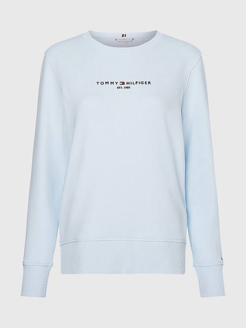 Tommy Hilfiger Organic Cotton Crew Neck Ženske Pulover Modra | TH465MYT