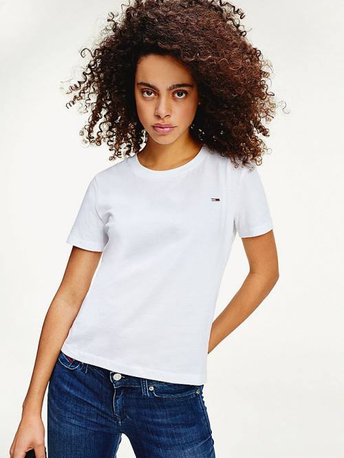 Tommy Hilfiger Organic Cotton Crew Neck Ženske Majice Bela | TH896YQR