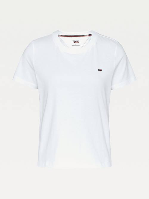 Tommy Hilfiger Organic Cotton Crew Neck Ženske Majice Bela | TH896YQR