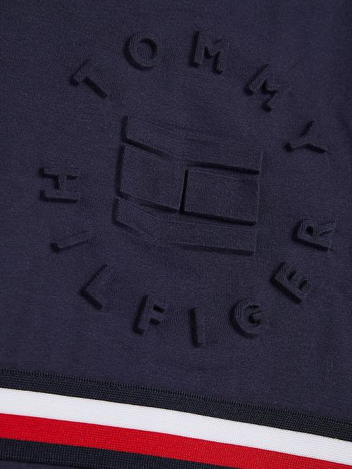 Tommy Hilfiger Organic Cotton Embossed Logo Fantje Majice Modra | TH521YSL