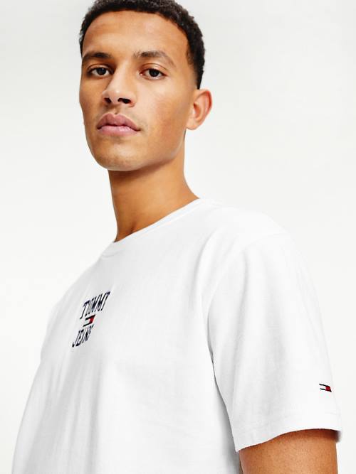 Tommy Hilfiger Organic Cotton Jersey Logo Moški Majice Bela | TH243OHR