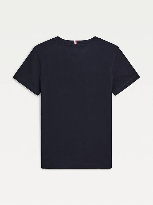 Tommy Hilfiger Organic Cotton Logo Fantje Majice Modra | TH158VEY