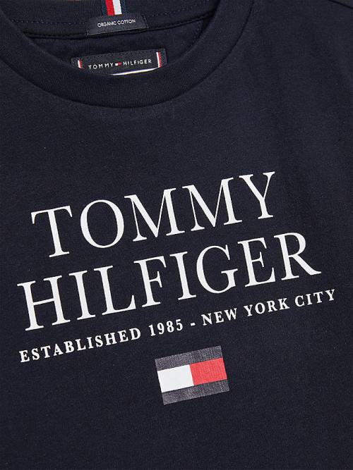 Tommy Hilfiger Organic Cotton Logo Fantje Majice Modra | TH158VEY