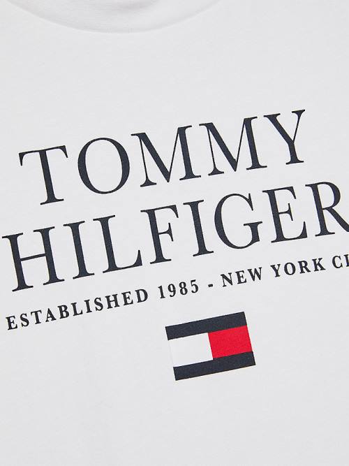Tommy Hilfiger Organic Cotton Logo Fantje Majice Bela | TH701MRL