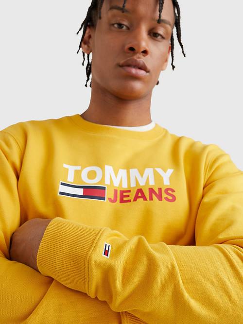 Tommy Hilfiger Organic Cotton Logo Moški Pulover Rumena | TH159BZV