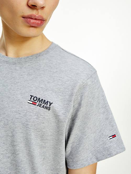 Tommy Hilfiger Organic Cotton Logo Moški Majice Siva | TH203UJK