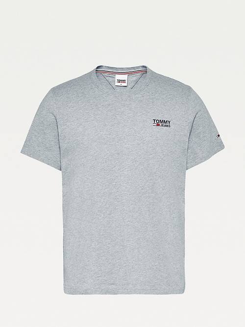 Tommy Hilfiger Organic Cotton Logo Moški Majice Siva | TH203UJK