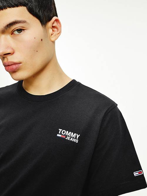 Tommy Hilfiger Organic Cotton Logo Moški Majice Črna | TH207HAQ