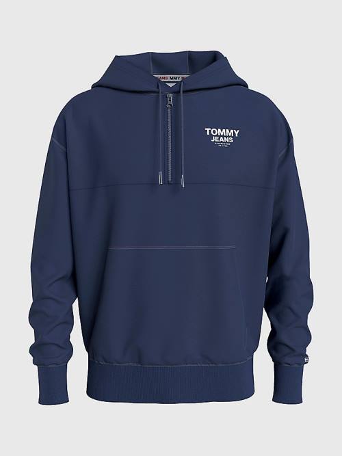 Tommy Hilfiger Organic Cotton Logo Tape Moški Pulover s kapuco Modra | TH058VXG