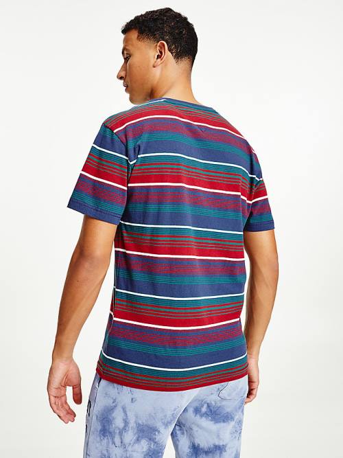 Tommy Hilfiger Organic Cotton Mixed Stripe Relaxed Moški Majice Modra | TH705GTH