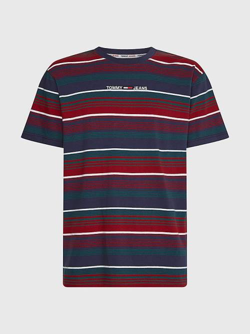 Tommy Hilfiger Organic Cotton Mixed Stripe Relaxed Moški Majice Modra | TH705GTH