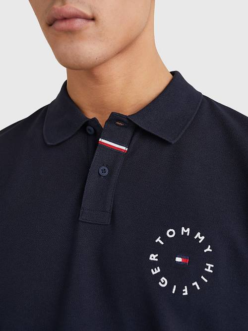 Tommy Hilfiger Organic Cotton Pique Regular Fit Moški Polo Majica Modra | TH351NML