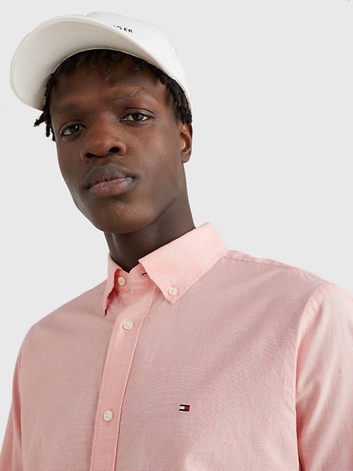 Tommy Hilfiger Organic Cotton Poplin Regular Fit Moški Srajce Rdeča | TH510ORL