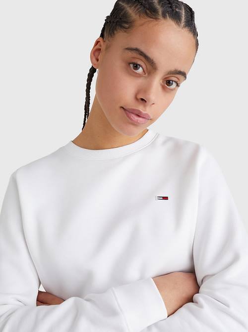 Tommy Hilfiger Organic Cotton Regular Fit Fleece Ženske Pulover Bela | TH987CZD