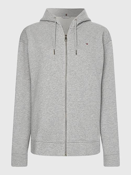 Tommy Hilfiger Organic Cotton Relaxed Fit Zip-Thru Ženske Pulover s kapuco Siva | TH389MSL