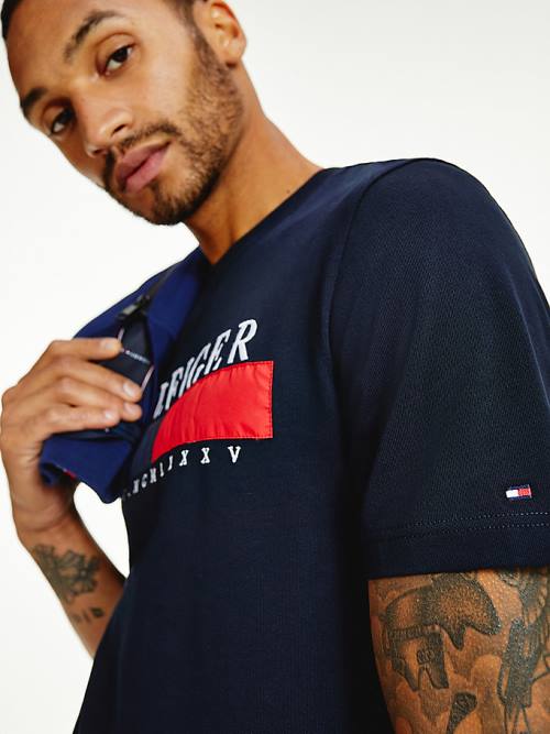 Tommy Hilfiger Organic Cotton Relaxed Fit Moški Majice Modra | TH483QSX