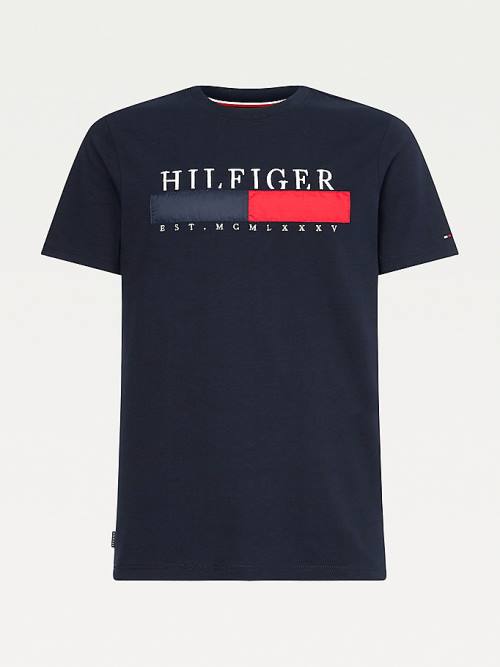 Tommy Hilfiger Organic Cotton Relaxed Fit Moški Majice Modra | TH483QSX