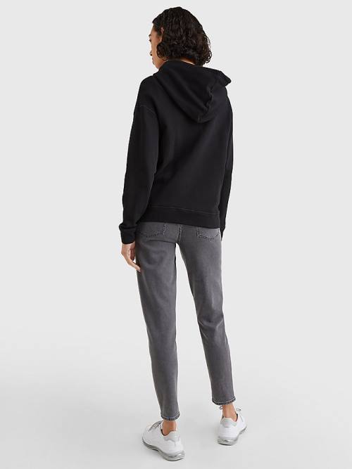 Tommy Hilfiger Organic Cotton Relaxed Fit Zip-Thru Ženske Pulover s kapuco Črna | TH803MNT