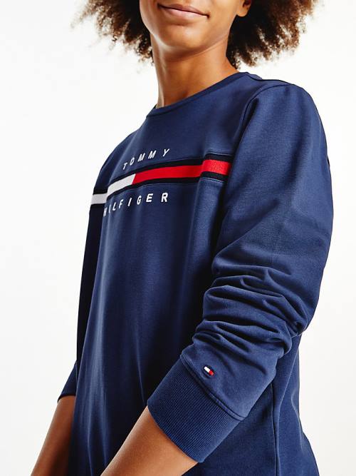 Tommy Hilfiger Organic Cotton Rib Knit Panel Fantje Pulover Modra | TH823DMC