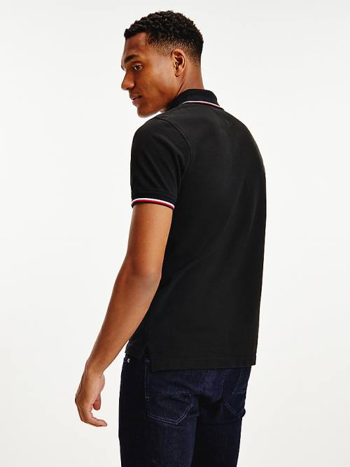 Tommy Hilfiger Organic Cotton Slim Fit Moški Polo Majica Črna | TH284IYJ