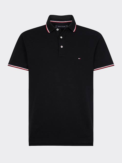 Tommy Hilfiger Organic Cotton Slim Fit Moški Polo Majica Črna | TH284IYJ