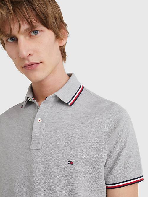 Tommy Hilfiger Organic Cotton Slim Fit Moški Polo Majica Siva | TH416QJS