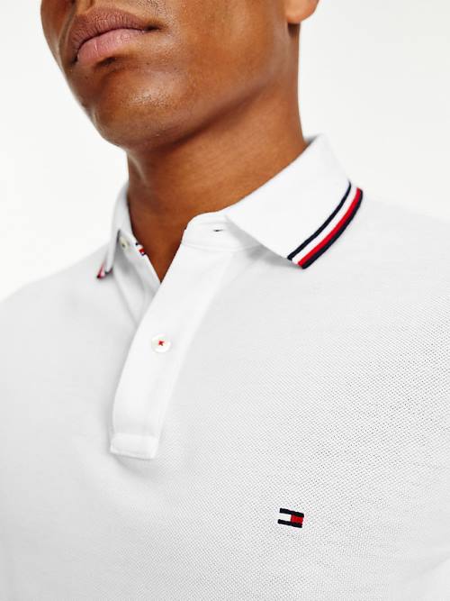 Tommy Hilfiger Organic Cotton Slim Fit Moški Polo Majica Bela | TH593KUZ