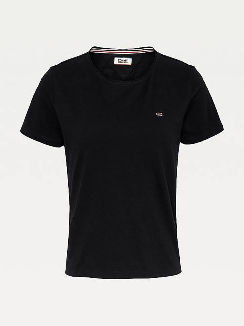 Tommy Hilfiger Organic Cotton Slim Fit Ženske Majice Črna | TH328MJI