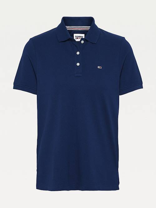 Tommy Hilfiger Organic Cotton Slim Fit Ženske Polo Majica Modra | TH497RUF