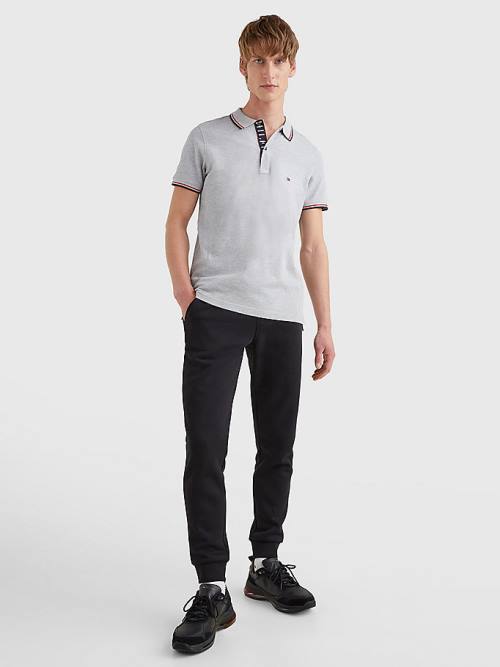 Tommy Hilfiger Organic Cotton Tipped Slim Fit Moški Polo Majica Siva | TH230BUZ