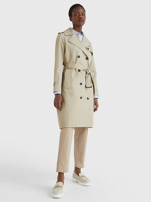 Tommy Hilfiger Organic Cotton Trench Ženske Plašč Bež | TH175XHP