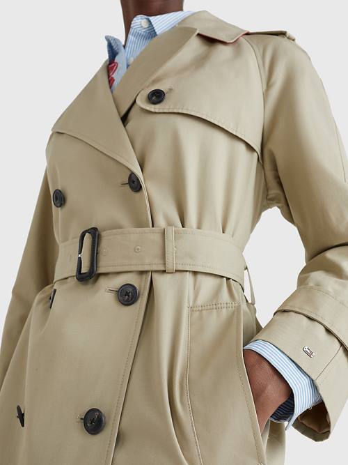 Tommy Hilfiger Organic Cotton Trench Ženske Plašč Bež | TH175XHP