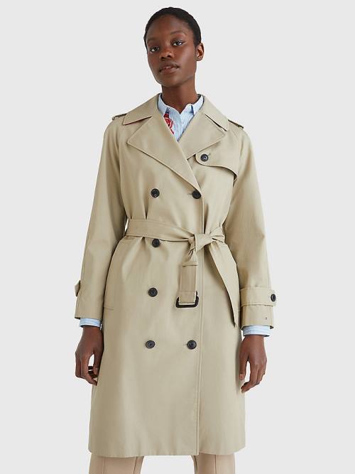 Tommy Hilfiger Organic Cotton Trench Ženske Plašč Bež | TH175XHP