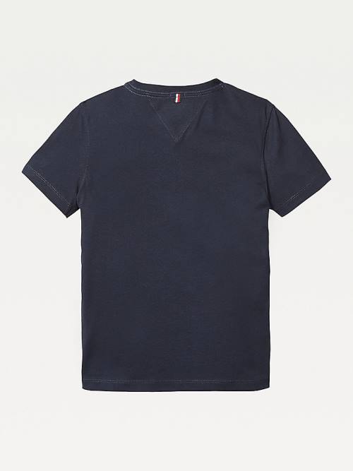 Tommy Hilfiger Organic Cotton V-Neck Dekleta Majice Modra | TH234VTN