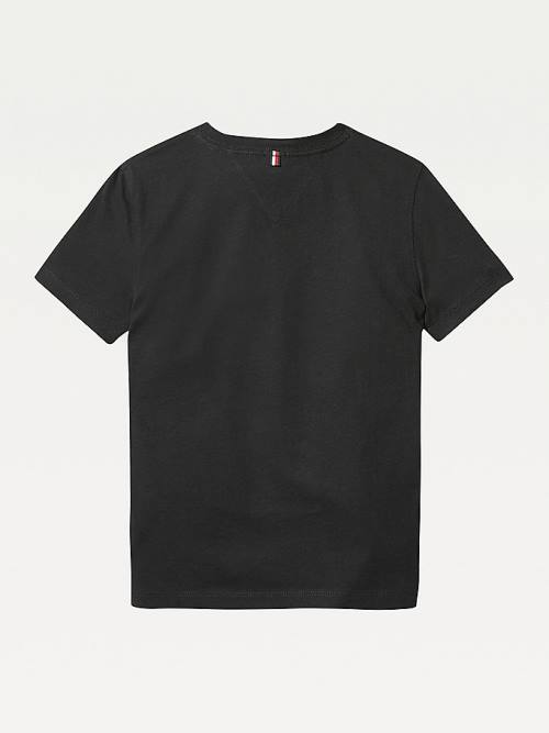 Tommy Hilfiger Organic Cotton V-Neck Fantje Majice Črna | TH479HYP