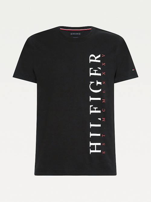 Tommy Hilfiger Organic Cotton Vertical Logo Moški Majice Črna | TH562ETV