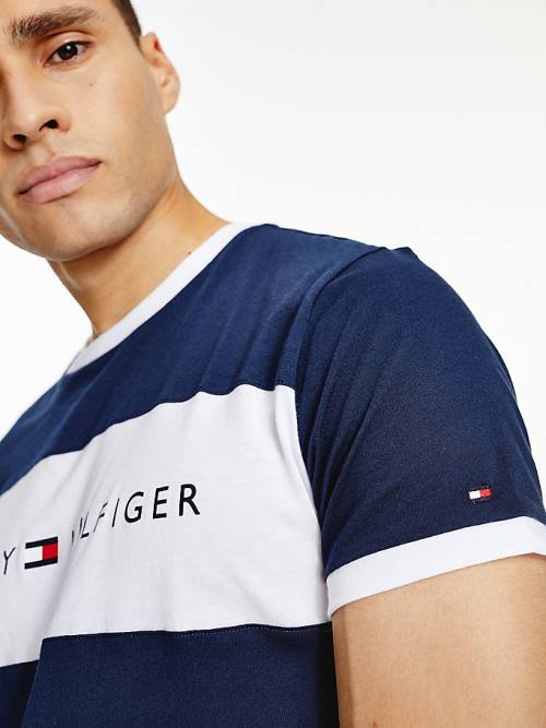 Tommy Hilfiger Original Colour-Blocked Logo Moški Pižama Modra | TH235JSW