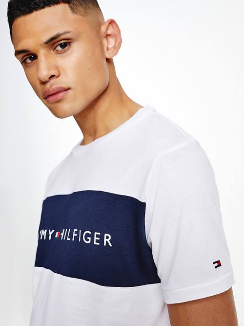 Tommy Hilfiger Original Colour-Blocked Logo Moški Pižama Bela | TH380LMR