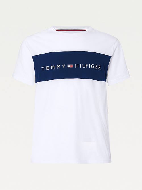 Tommy Hilfiger Original Colour-Blocked Logo Moški Pižama Bela | TH380LMR