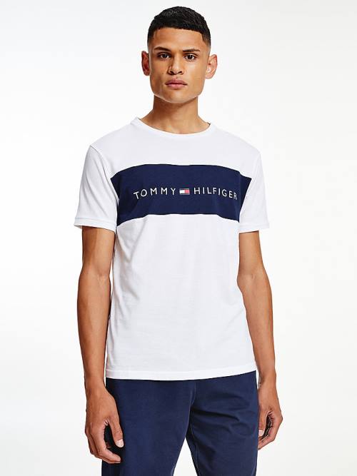 Tommy Hilfiger Original Colour-Blocked Logo Moški Pižama Bela | TH380LMR