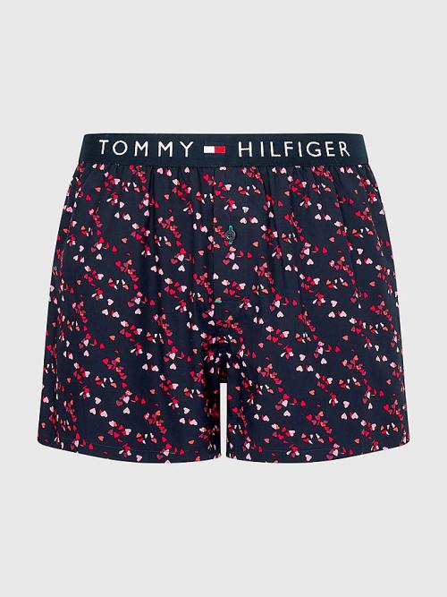 Tommy Hilfiger Original Logo Waistband Print Boxer Shorts Moški Spodnje Perilo Modra | TH261DSY