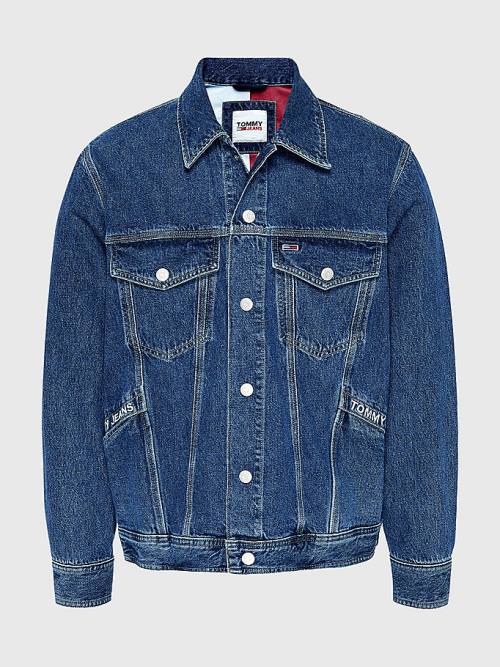 Tommy Hilfiger Oversized Hemp Trucker Moški Jakne Denim | TH801KNO